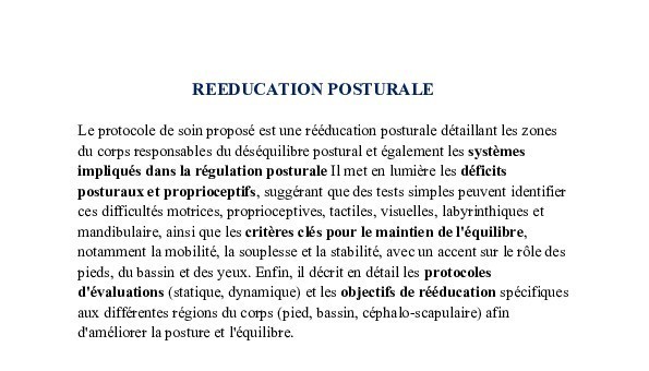 REEDUCATION POSTURALE